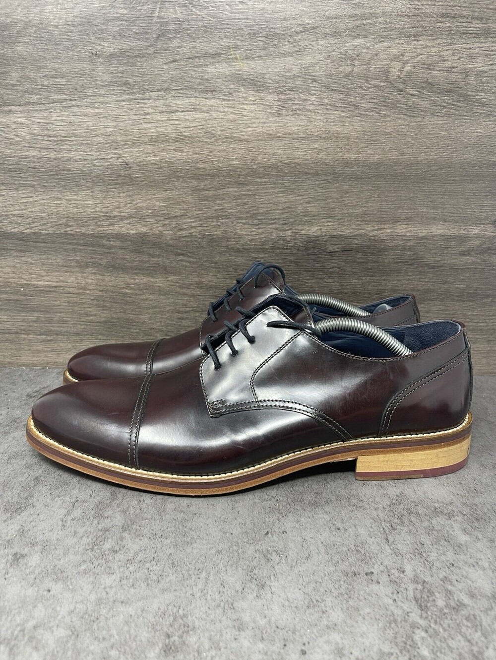 Johnston & Murphy Hannigan Cap Toe Bordeaux Size 10 Mens Italian Dress Shoes